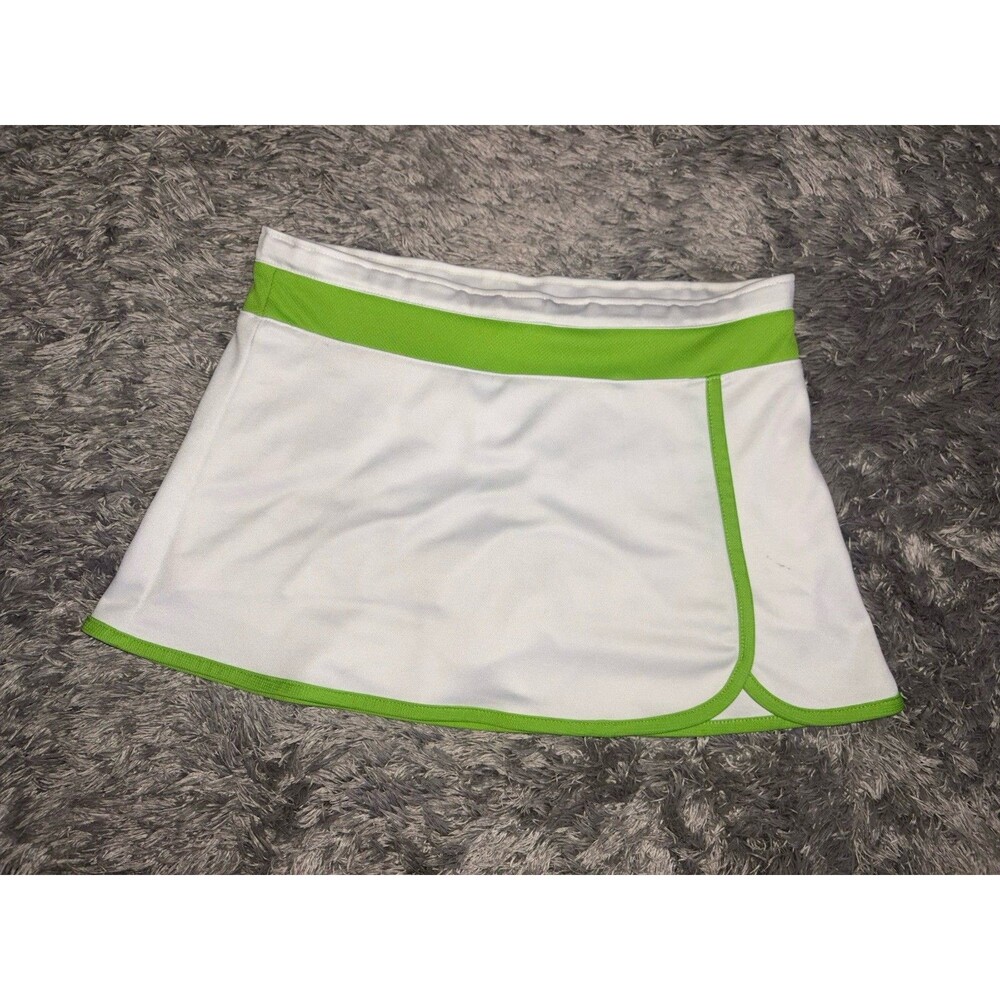 BCG Girls XL 16 Tennis Skort White/Green Pull On Elastic Waist Stretch Shorts